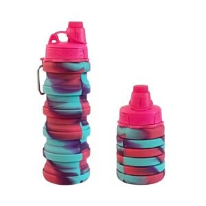 Gourde Pliable en Silicone avec Mousqueton – Bouteille Rétractable Réutilisable