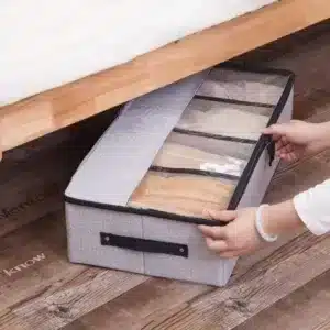 Boîte de rangement sous lit avec séparateurs et fenêtre transparente