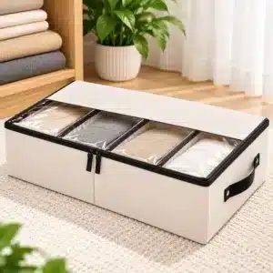 Boîte de rangement sous lit avec séparateurs et fenêtre transparente