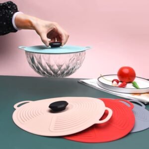 Couvercle universel en silicone réutilisable avec poignée pour cuisine