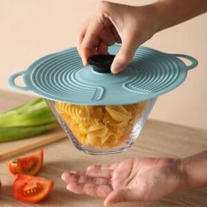 Couvercle universel en silicone réutilisable avec poignée pour cuisine