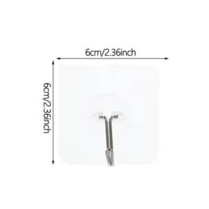 Crochets Adhésifs Transparents Réutilisables 6 × 6 cm – Sans Perçage