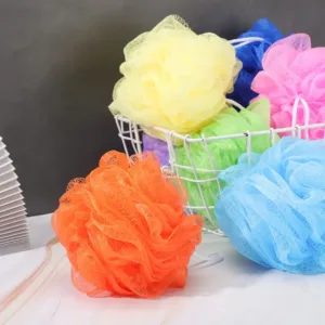 Fleur de douche exfoliante – Éponge de bain en maille avec corde