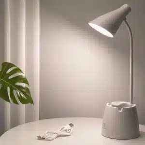 Lampe de Bureau LED Rechargeable avec Pot à Crayons – Col Flexible