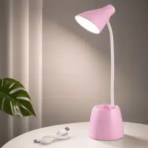 Lampe de Bureau LED Rechargeable avec Pot à Crayons – Col Flexible