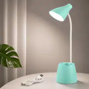 Lampe de Bureau LED Rechargeable avec Pot à Crayons – Col Flexible