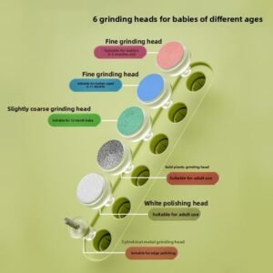 Lime à ongles électrique pour bébé avec 6 embouts – Coupe-ongles doux