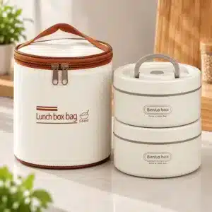 Lunch Box isotherme 2 compartiments avec sac et couverts – 1040 ml