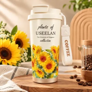 Mug isotherme floral avec couvercle et dragonne pour café et thé au Maroc