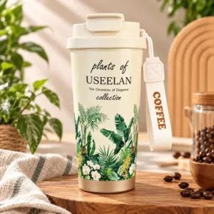 Mug isotherme floral avec couvercle et dragonne pour café et thé au Maroc