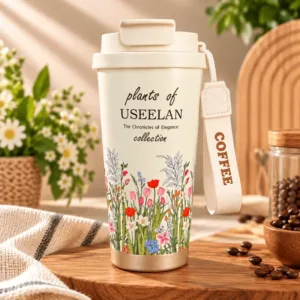 Mug isotherme floral avec couvercle et dragonne pour café et thé au Maroc