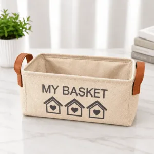 Panier de rangement en tissu avec poignées