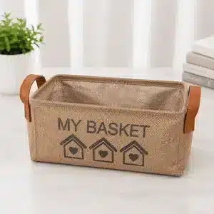 Panier de rangement en tissu avec poignées