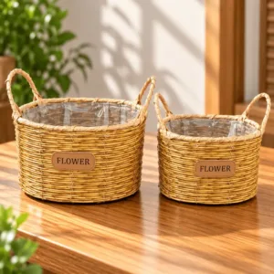 Panier de rangement ovale 2 pièces avec poignées