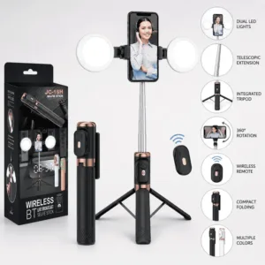 Perche Selfie Trépied avec Double LED et télécommande sans fil