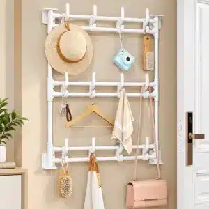 Porte manteau mural 3 niveaux avec crochets de rangement Maroc