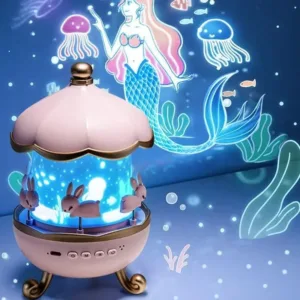 Veilleuse projecteur musical lapin rose avec télécommande