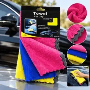 Chiffon microfibre double face ultra absorbant pour nettoyage et séchage de voiture, disponible au Maroc.
