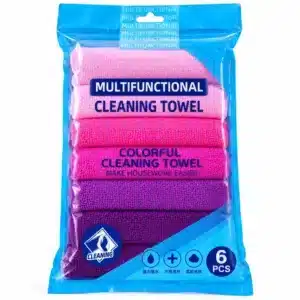 Lot de 6 chiffons microfibres multicolores rose et violet pour le nettoyage de la maison