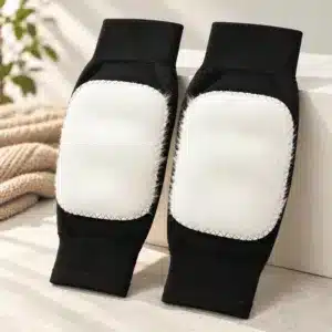 Genouillères thermiques noires avec doublure fourrée marron – Lot de 2 pièces.