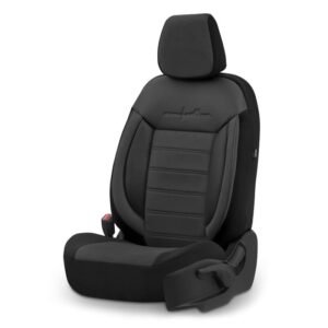 Ensemble complet de housses de sièges voiture Comfortline noir et gris pour sièges avant et arrière.