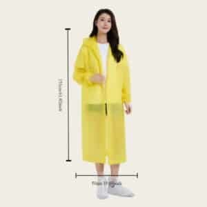 Imperméable long à capuche pour homme et femme avec fermeture à boutons-pression