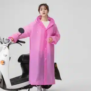 Imperméable long à capuche pour homme et femme avec fermeture à boutons-pression