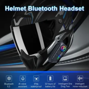 Kit Bluetooth pour casque moto V10 2X avec éclairage LED RGB et technologie Bluetooth 5.3.
