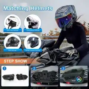 Kit Bluetooth pour casque moto V10 2X avec éclairage LED RGB et technologie Bluetooth 5.3.