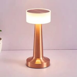 Lampe de table LED tactile moderne avec abat-jour cylindrique, 3 couleurs d'éclairage et luminosité réglable, disponible sur Babouti.ma au Maroc.