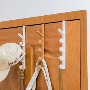 Porte-manteau de porte à 5 crochets sans perçage pour vêtements, sacs et serviettes